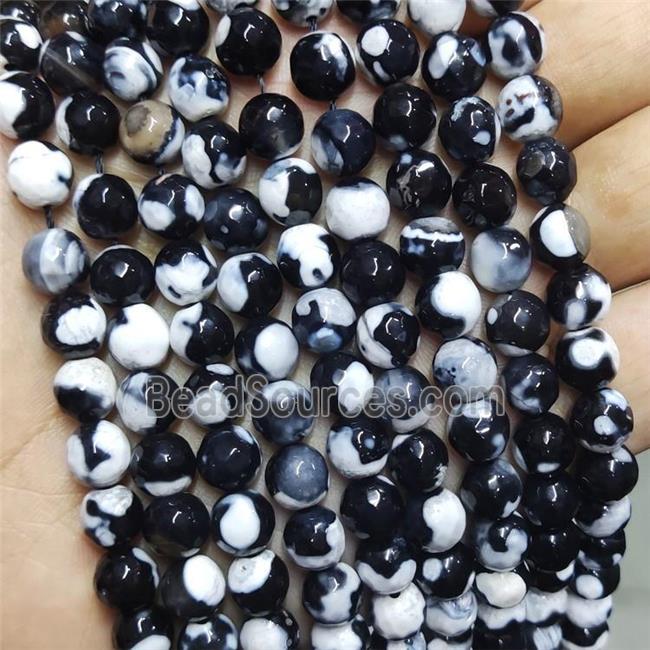 Black Fire Agate Beads Faceted Round