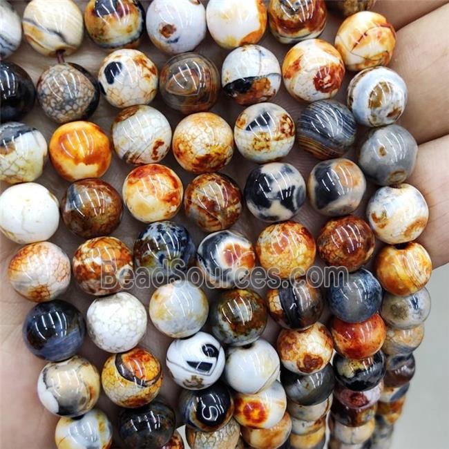 Orange Fire Agate Beads Smooth Round