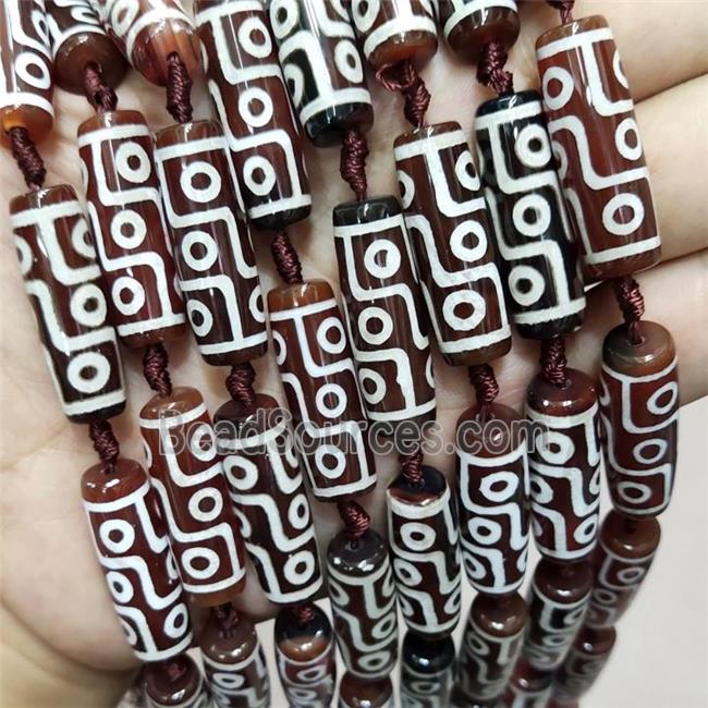 Red Tibetan Agate Rice Beads Evil Eye