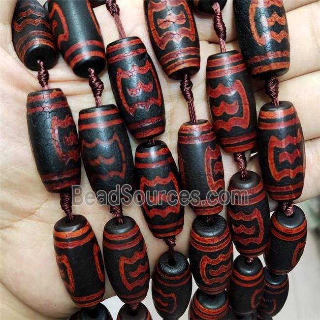 Black Tibetan Agate Rice Beads