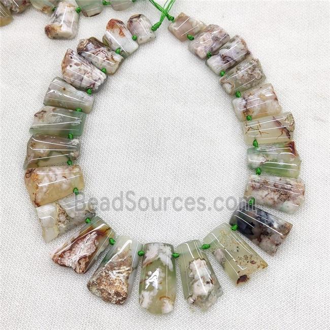 Lt.green Cherry Sakura Agate Beads Freeform Graduated Topdrilled