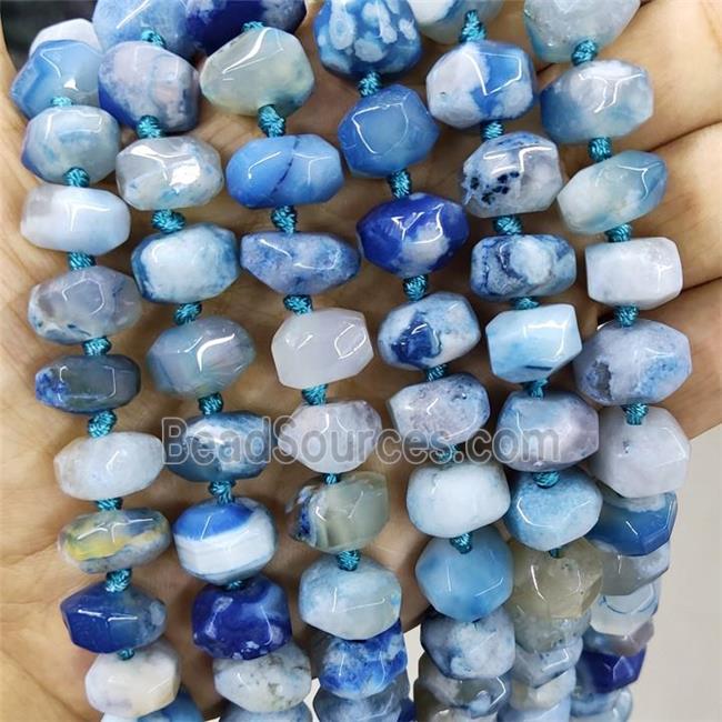 Natural Sakura Cherry Agate Rondelle Beads Blue Dye Faceted