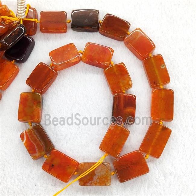 Orange Veins Agate Rectangle Beads