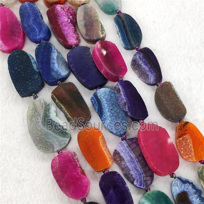 Agate Druzy Slice Beads Mixed Color Dye