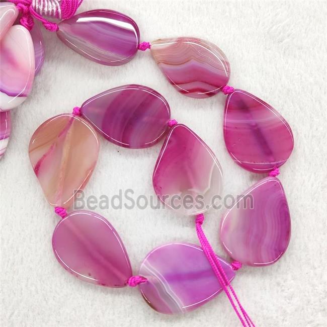 Hotpink Stripe Agate Beads Teardrop