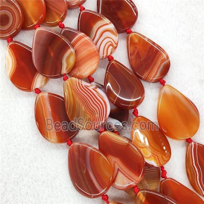 Red Stripe Agate Beads Teardrop