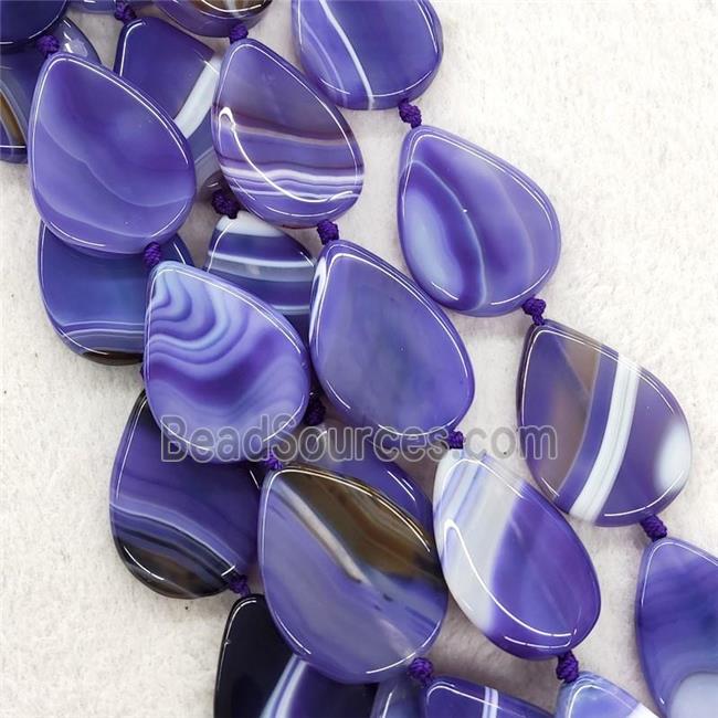 Purple Stripe Agate Beads Teardrop