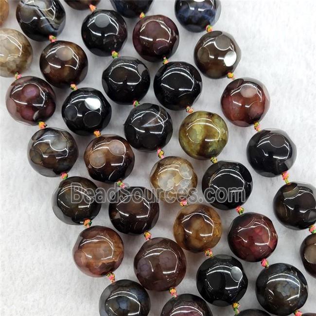 Natural Agate Round Beads Faceted Dye Mix Color