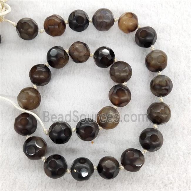 Natural Agate Round Beads Faceted Dye Mix Color