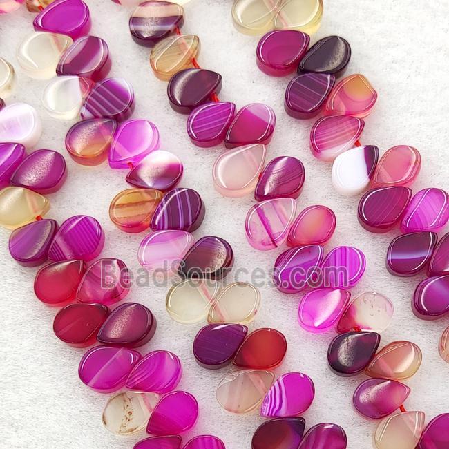 Hotpink Stripe Agate Teardrop Beads Topdrilled