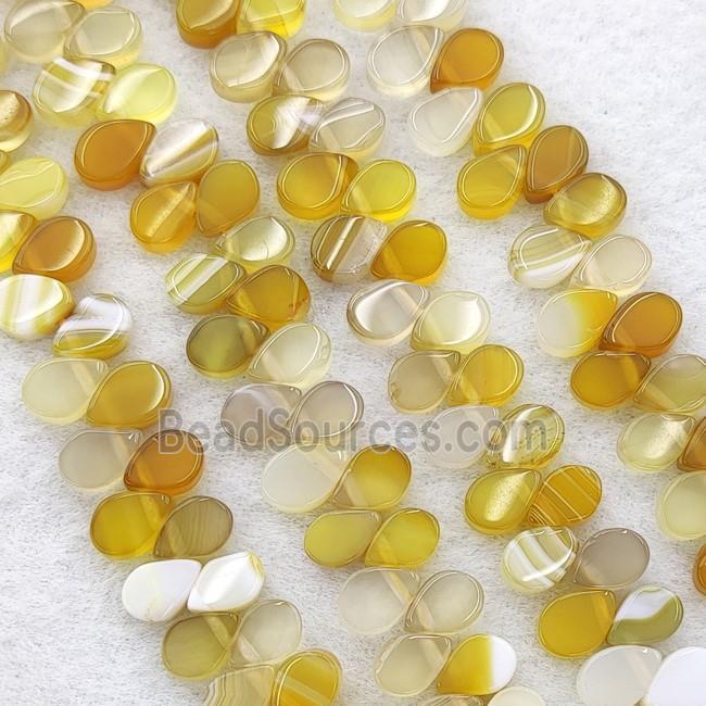 Yellow Stripe Agate Teardrop Beads Topdrilled