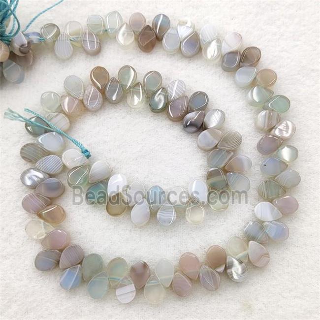 Gray Stripe Agate Teardrop Beads Topdrilled