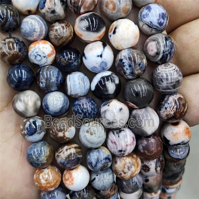 Fire Agate Beads Orange Pink Black Dye Smooth Round