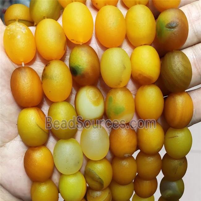 Natural Agate Barrel Beads Yellow Dye Matte