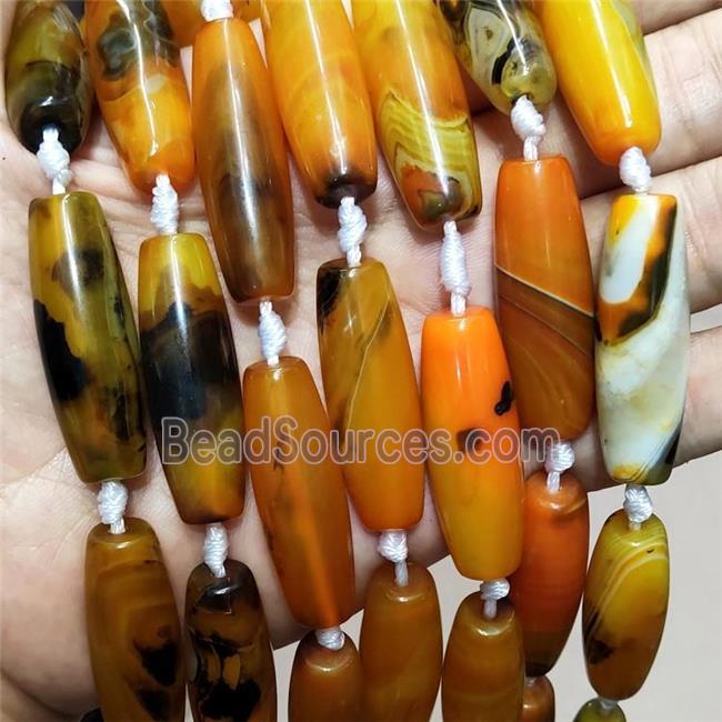 Natural Agate Rice Beads Orange Amber Dye