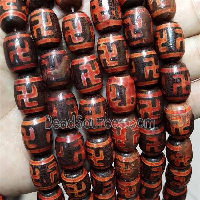 Tibetan Agate Barrel Beads Buddist Red