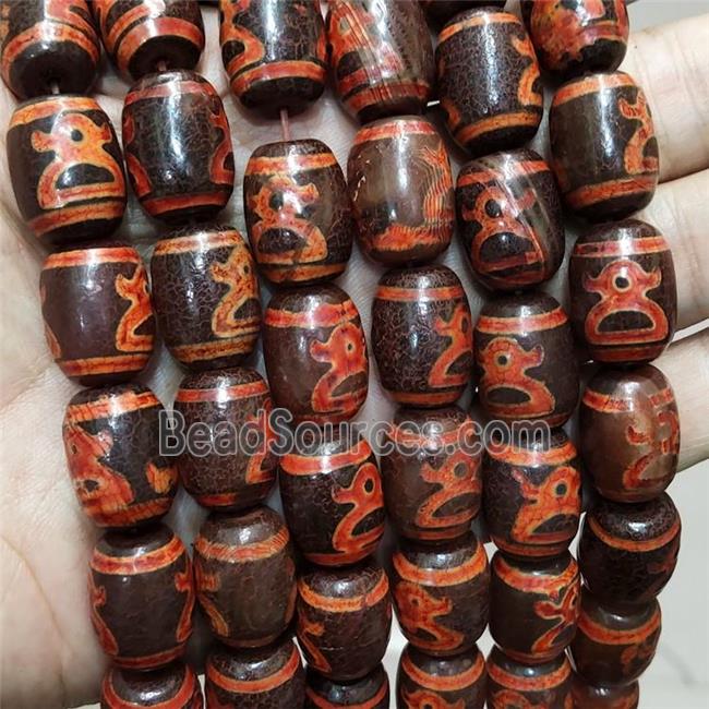 Tibetan Agate Barrel Beads Red