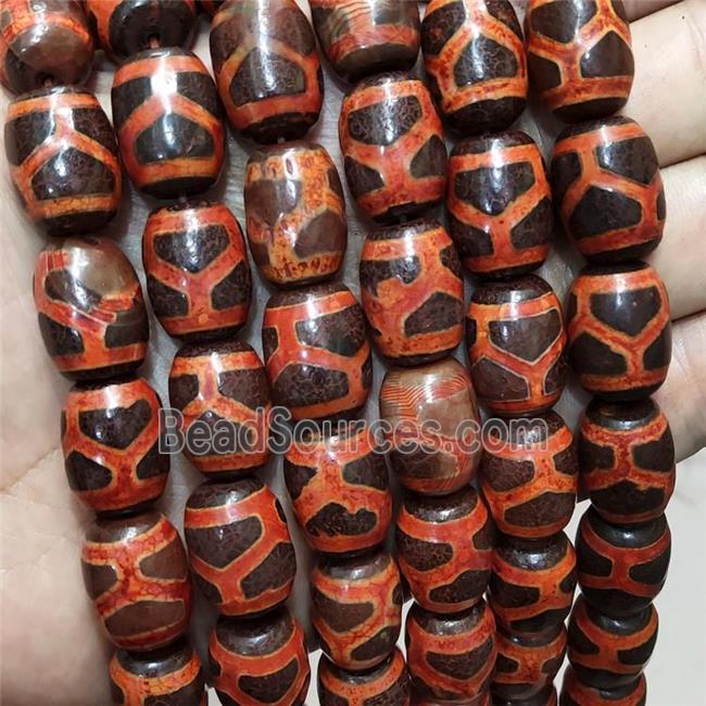 Tibetan Agate Barrel Beads Red Tortoise