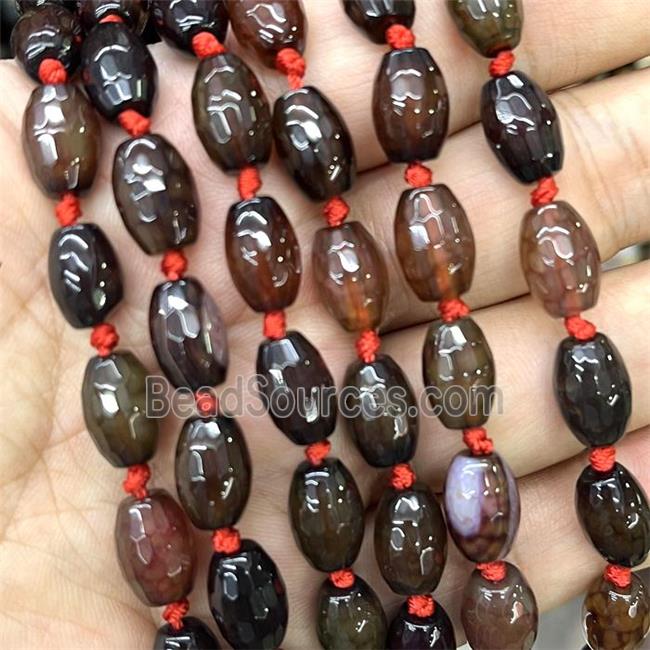 Natural Agate Rice Beads Faceted Deep Coffee Dye