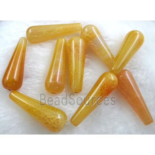 Natural dragon veins Agate beads, teardrop, yellow dye