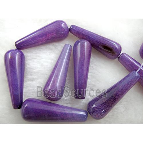 Natural dragon veins Agate bead, teardrop, purple dye