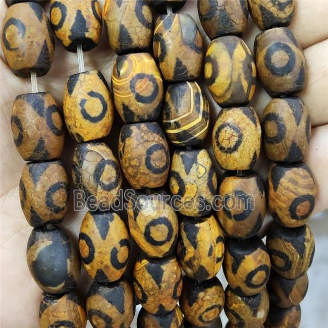 Tibetan Agate Barrel Beads Yellow Dye Eye