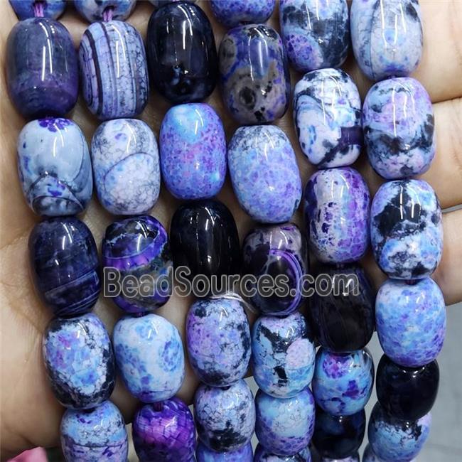 Natural Agate Beads Barrel Fired Purple Dye