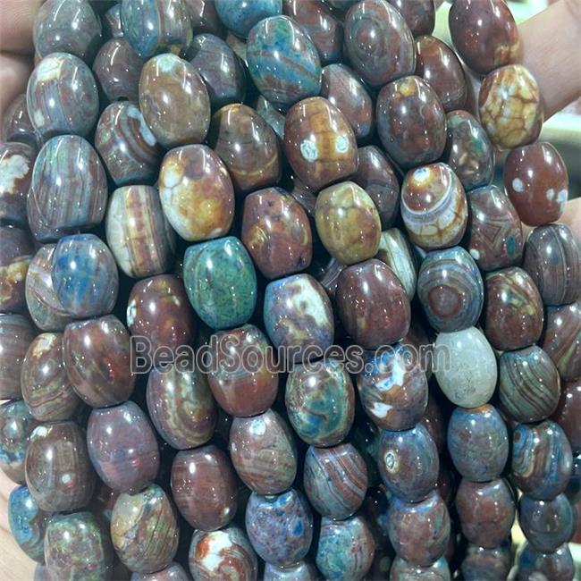 Natural Agate Barrel Beads Blue Dye