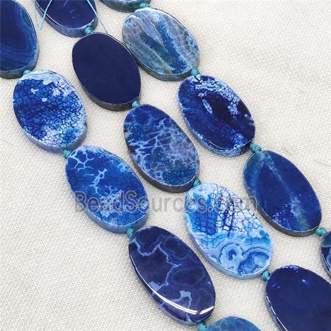 Natural Veins Agate Beads Freeform Slice Flat Blue Dye