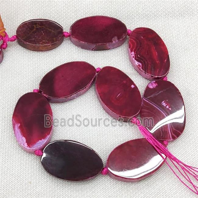 Natural Veins Agate Beads Freeform Slice Flat Red Dye