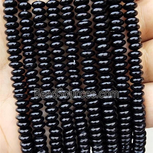 Natural Black Onyx Agate Beads Rondelle