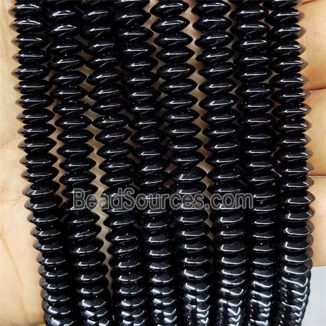 Natural Black Onyx Agate Beads Rondelle