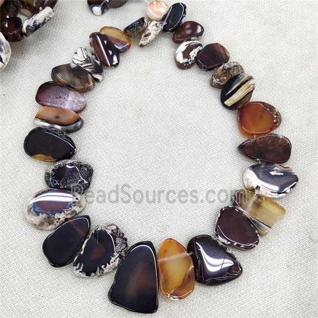 Natural Agate Slice Beads Graduated Topdrilled