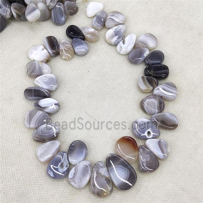 Natural Botswana Agate Beads Gray Teardrop Graduated Topdrilled