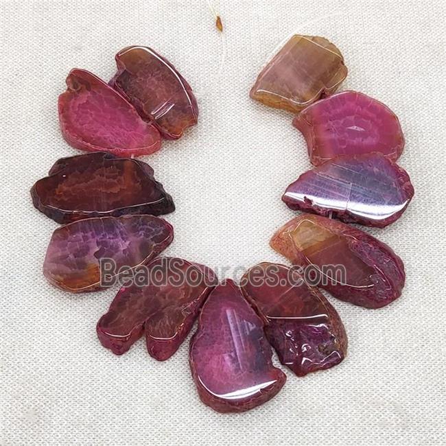 Natural Agate Slice Beads Freeform Pink Dye Top Drilled