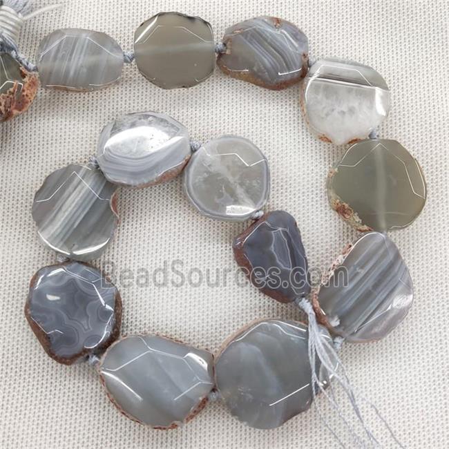 Natural Gray Agate Slice Beads Freeform