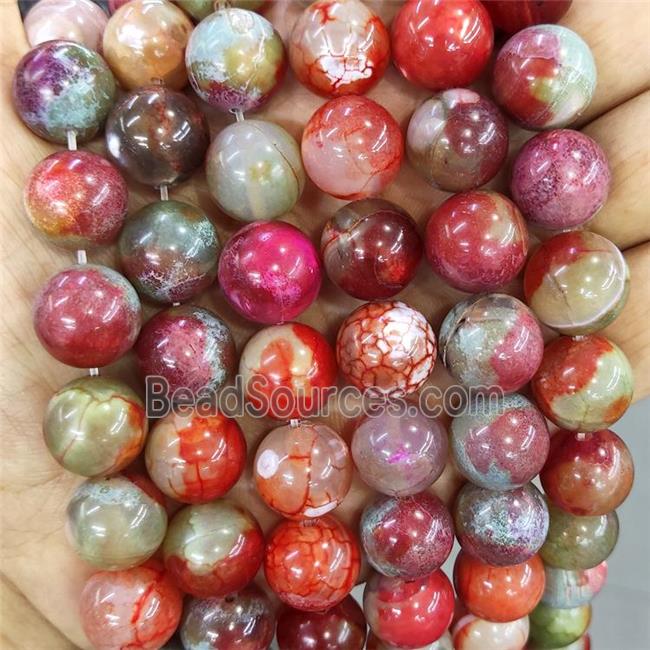 Natural Agate Beads Multicolor Dye Smooth Round