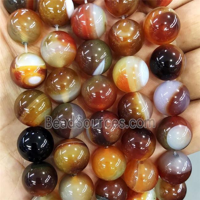 Natural Agate Beads Multicolor Dye Smooth Round