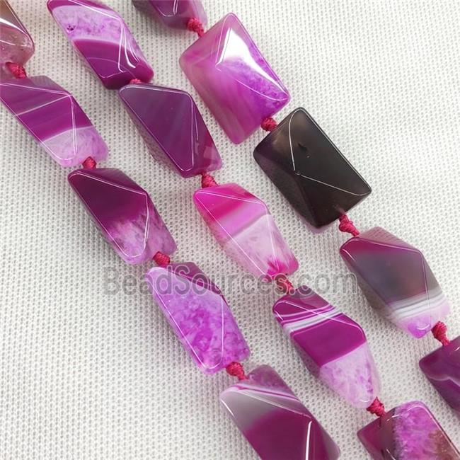 Natural Agate Druzy Rectangle Beads Hotpink Dye Point