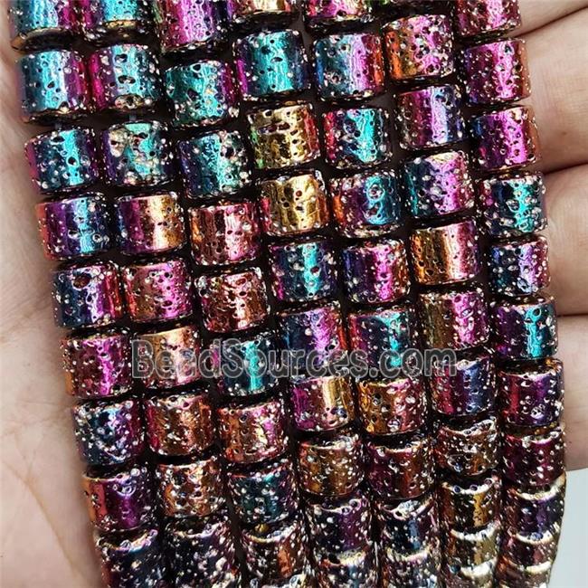 Assembled Lava Column Beads Multicolor Electroplated