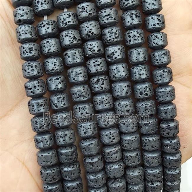 Black Assembled Lava Beads Column