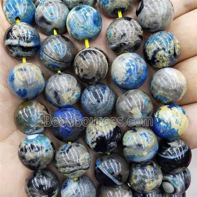 Blue Fire Agate Beads Smooth Round Dye