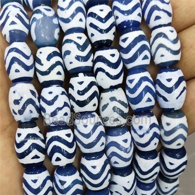 Tibetan Agate Barrel Beads Smooth Blue