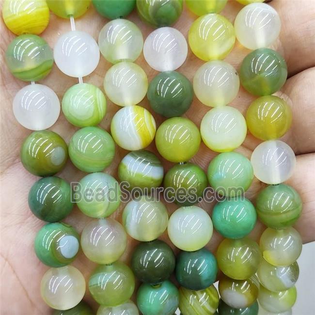 Natural Agate Beads Green Dye Smooth Round