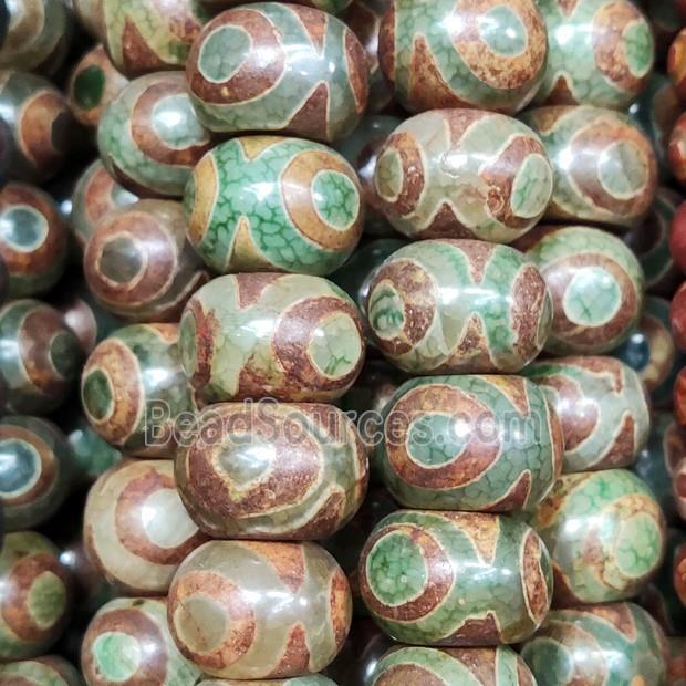 Tibetan Agate Beads Smooth Round Green Eye