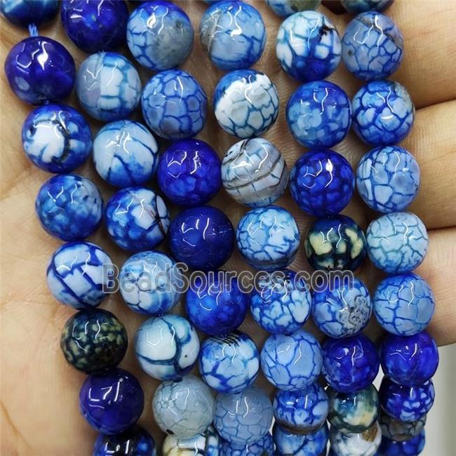 Blue Veins Agate Beads Dye Faceted Round