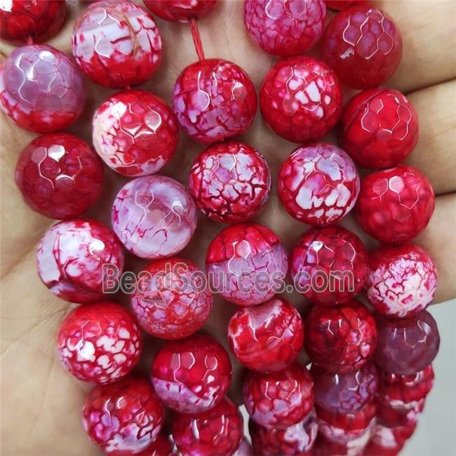 Red Veins Agate Beads Dye Faceted Round