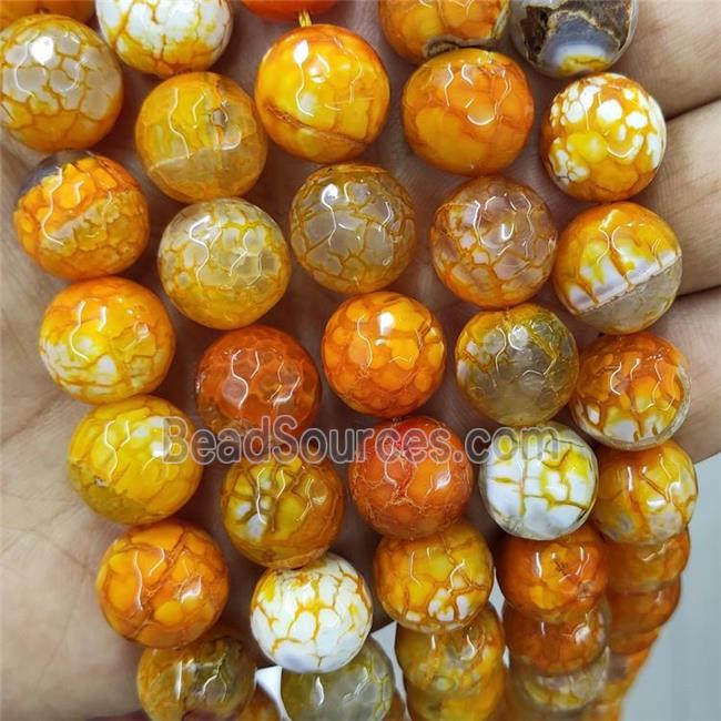 Orange Veins Agate Beads Dye Faceted Round