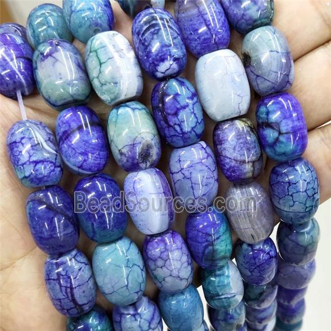 Natural Agate Beads Green Blue Dye Barrel