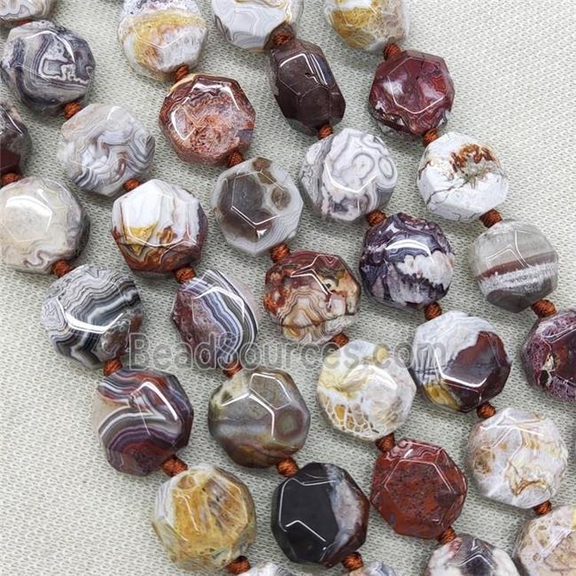 Natural Mexican Crazy Lace Agate Beads Faceted Coin Circle